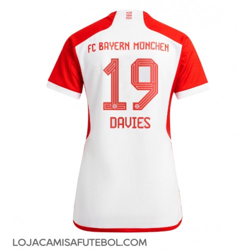 Camisa de Futebol Bayern Munich Alphonso Davies #19 Equipamento Principal Mulheres 2023-24 Manga Curta